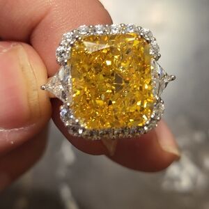 Radiant 10k Yellow Diamond Ring in Silver